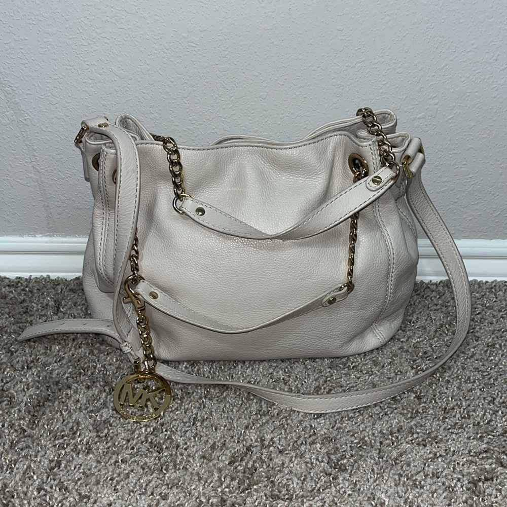 Michael Kors cream and gold purse handbag